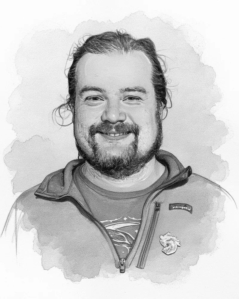 Graphite portrait of Marcello Herreshoff